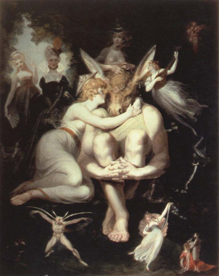 titania awakes,surrounded by attendant fairies